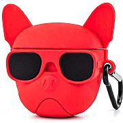 Case 3d Bulldog Silicone Capa Protetora Para AirPods Gen 1 2