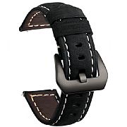 Pulseira De Couro Para Galaxy Active2 44mm Fivela Preta Inox BLACK