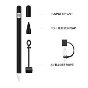 Capa Protetora De Silicone Para Apple Pencil + Adapt. Black
