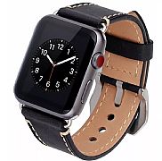 Pulseira De Couro Apple Watch 44mm 42mm Iw-smart Premium Preta