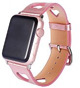 Pulseira De Couro Apple Watch 44mm / 42mm Fashion Heart Corao (rose Gold)