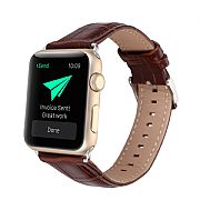 Pulseira De Couro Apple Watch 44mm 42mm Premium Alligator Marrom