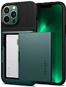 Case Original Spigen Slim Armor Cs Para iPhone 13 Pro Max Midnight Green
