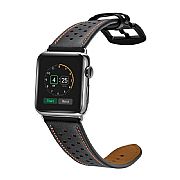 Pulseira De Couro Esportiva Preta Apple Watch 38mm / 40mm