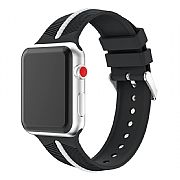 Pulseira Esportiva Para Apple Watch 42mm / 44mm Nike Preta Com Listra Branca
