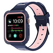 Case + Pulseira Dual Color Apple Watch 44mm Azul/rosa