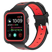 Case + Pulseira Dual Color Apple Watch 44mm Preto/vermelho