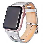 Pulseira De Couro Apple Watch 45mm / 44mm / 42mm Fashion Heart Cora��o (prata)