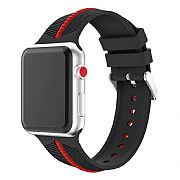 Pulseira Esportiva Para Apple Watch 42mm / 44mm Nike Preta Com Listra Vermelha