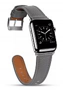 Pulseira De Couro Apple Watch 44mm 42mm Marge Premium Cinza