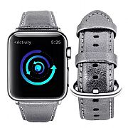 Pulseira Couro Apple Watch 45mm / 44mm / 42mm cor Prateada