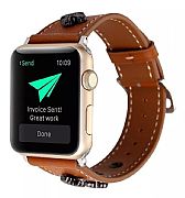 Pulseira De Couro Fashion P/ara Apple Watch 45mm 44mm 42mm Marrom