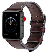 Pulseira De Couro Apple Watch 44mm 42mm Vintage Cafe Escuro