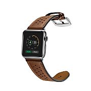 Pulseira De Couro Esportiva Marrom Para Apple Watch 42/44mm