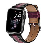 Pulseira Couro Genu�no Apple Watch 45mm 44mm e 42mm Preto/borgonha