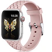 Pulseira Apple Watch 44mm 42mm Silicone Modelo Woven Rosa