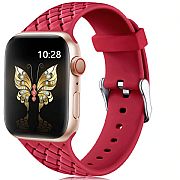 Pulseira Apple Watch 44mm 42mm Silicone Modelo Woven Vermelha