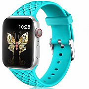 Pulseira Apple Watch 44mm 42mm Silicone Modelo Woven Celeste