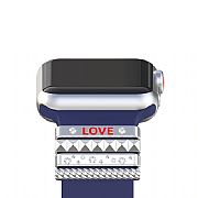 Anel Decorativo Para Pulseira Silicone Apple Watch Prata