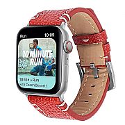 Pulseira Couro Genuino Para Apple Watch 44mm 42mm - Vermelha