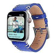 Pulseira Couro Genuino Para Apple Watch 45mm 44mm 42mm - Azul