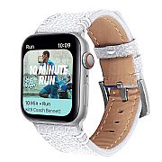 Pulseira Couro Genuino Para Apple Watch 45mm 44mm 42mm - Branca