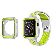 Capa + Pulseira Para Apple Watch 44mm Esporte Cinza/neon