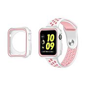 Capa + Pulseira Para Apple Watch 44mm Esporte Branco/rosa