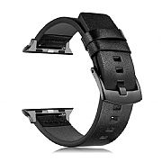 Pulseira Couro Apple Watch 45mm / 44mm / 42mm Adaptadores Pretos Black