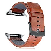 Pulseira Couro Apple Watch 44mm/42mm Adaptadores Pretos Brown
