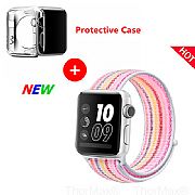 Pulseira Loop Nylon Apple Watch 42mm/44mm Rosa + Brinde