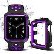 Capa + Pulseira Para Apple Watch 44mm Esporte Preto/roxo