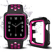 Capa + Pulseira Para Apple Watch 44mm Esporte Preto/pink