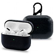 Capa Case Protetora De Couro Premium Para AirPods Pro Preta