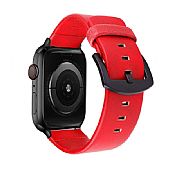 Pulseira De Couro Para Apple Watch 45mm 44mm 42mm - Vermelha