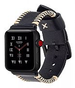 Pulseira De Couro Feita  Mo Para Apple Watch 44mm 42mm Preta